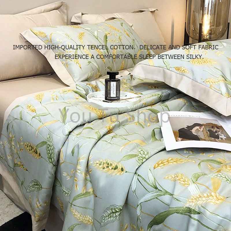 4 in 1 Washable Silk Air Conditioner Quilt Silk Slippery Pillowcase