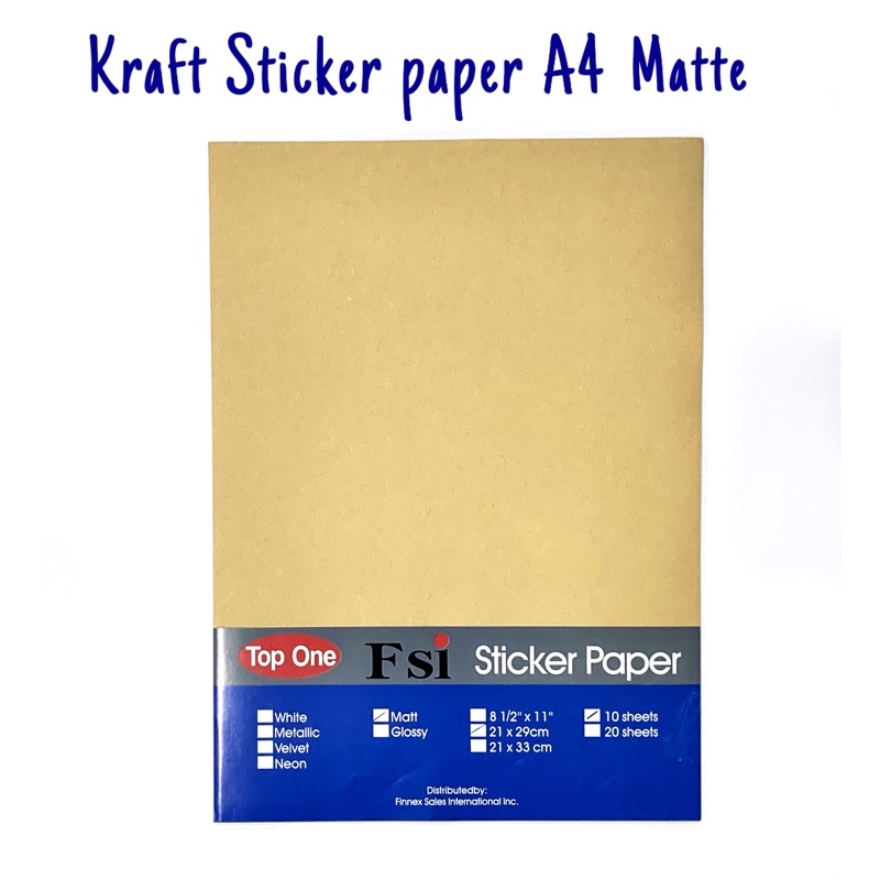FSI Kraft Sticker Paper size A4 10 pieces Shopee Philippines