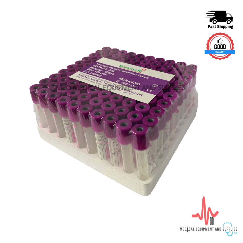 Blood Collection Tube EDTA K3 Glass Purple Tubes (3ml, 5ml) Shopee