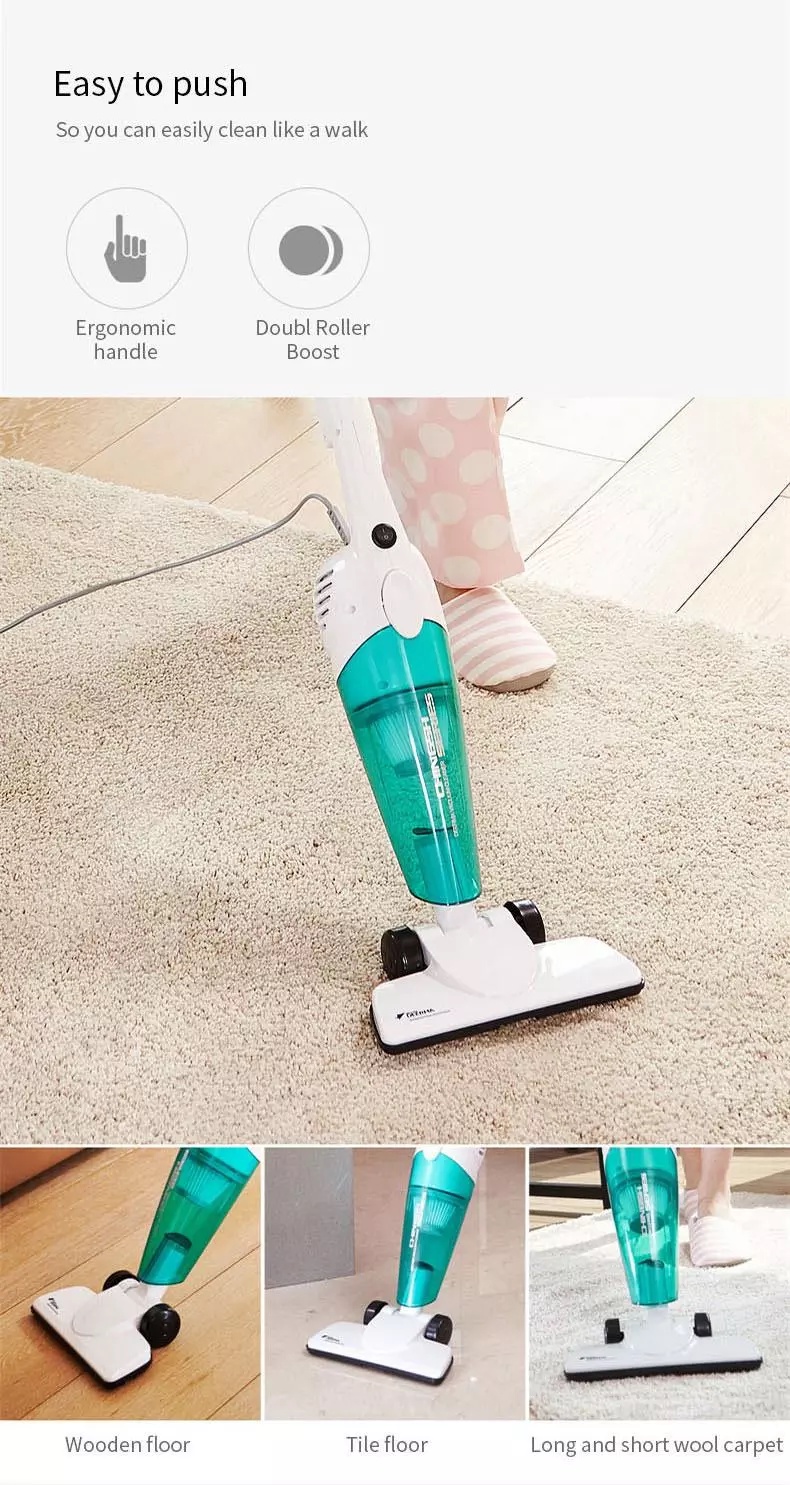 Deerma DX115C/DX118C Household Vacuum Cleaner Mini Handheld Pushrod Cleaner Strong Suction Low