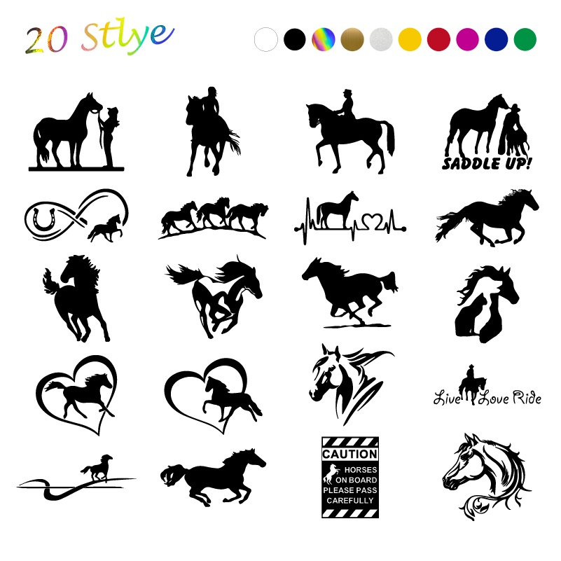 Classic Horse Series Stickers Colored Horse Head Running Horse Riding