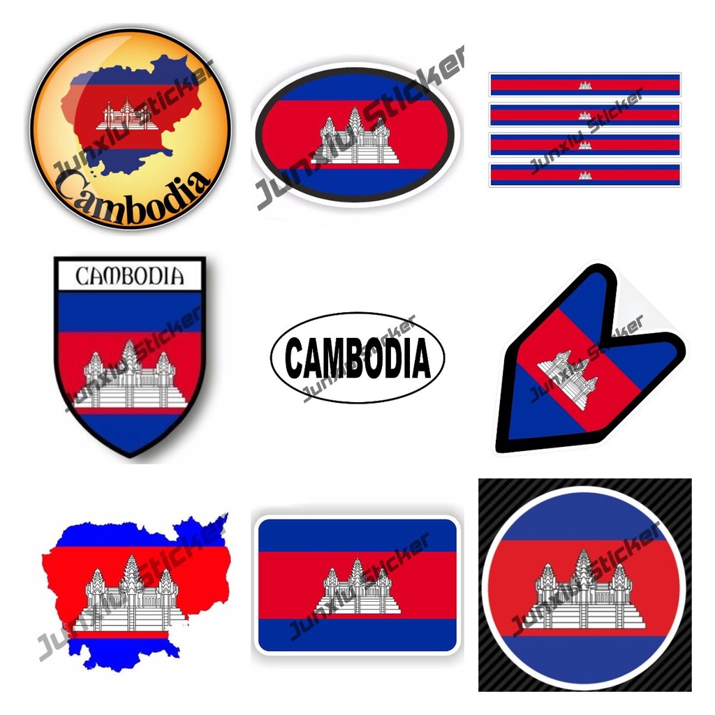 Creative Stickers Cambodia Flag Decal Cambodia Country Code Flag Map