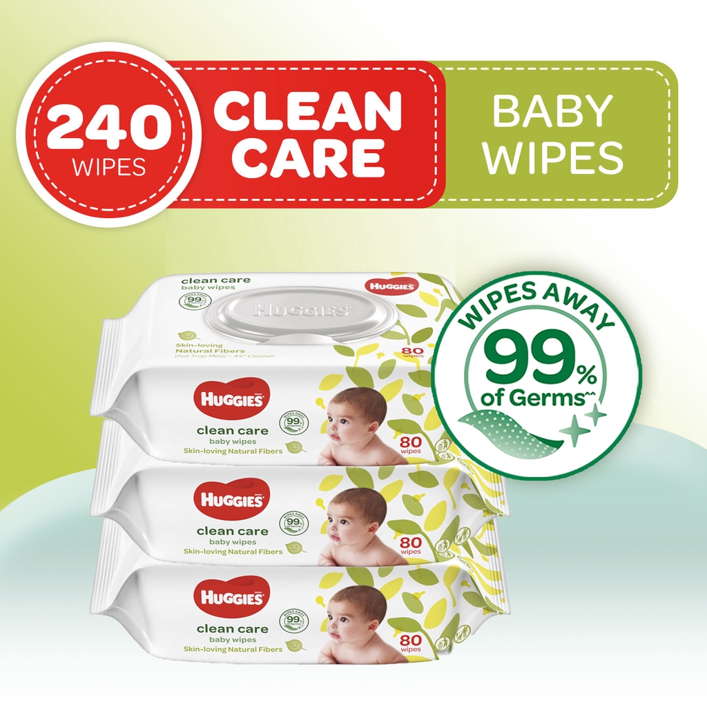 Huggies Clean Care Baby Wipes 80 sheets x 3 packs 240pcs Shopee