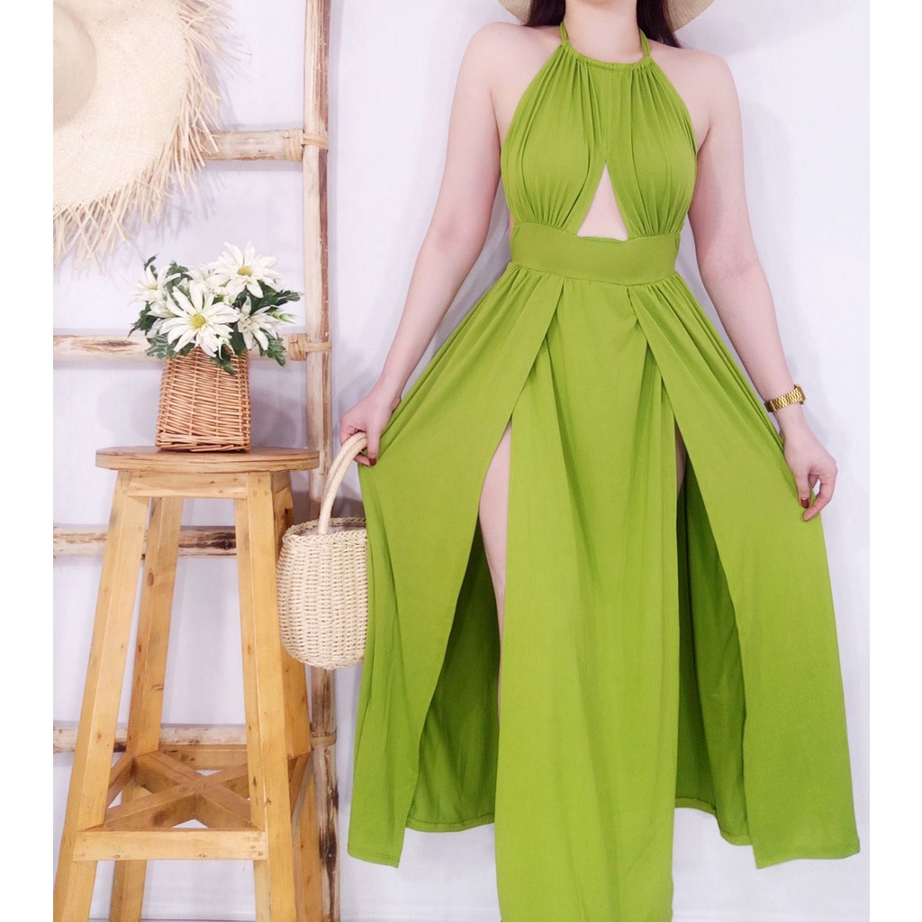 Chiqui Summer Cotton Maxi Double Slit Dress Shopee Philippines