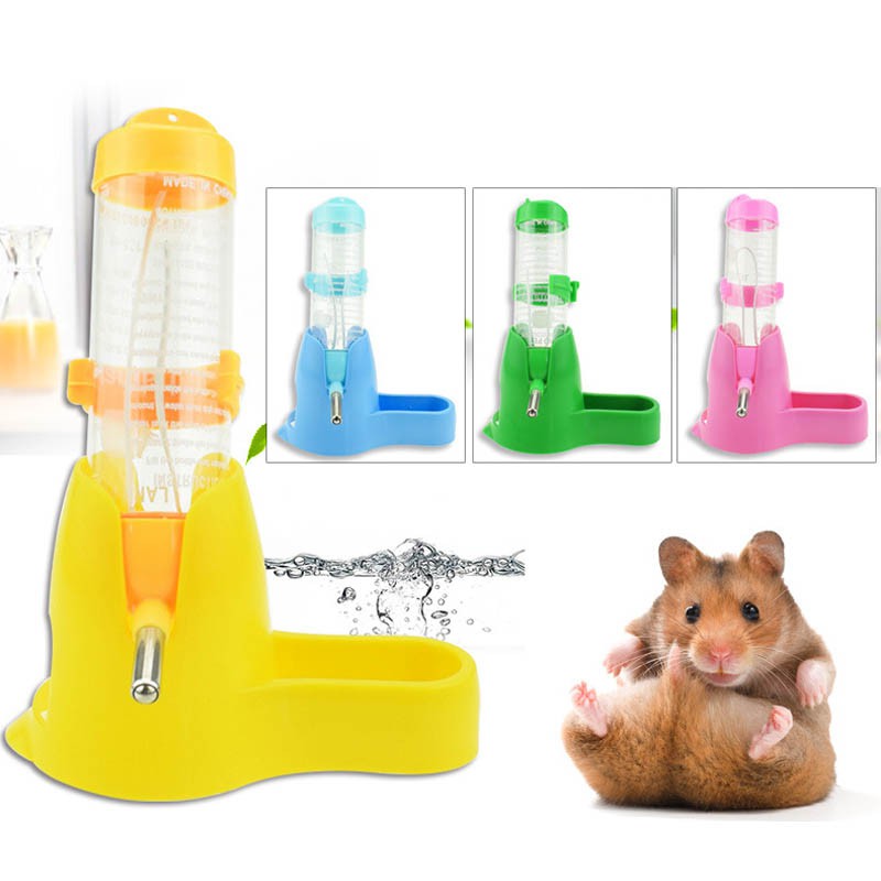 3 In 1 Hamster Water Bottle Holder 80ML Dispenser with Base Hut Small Pet Nest Small Animal