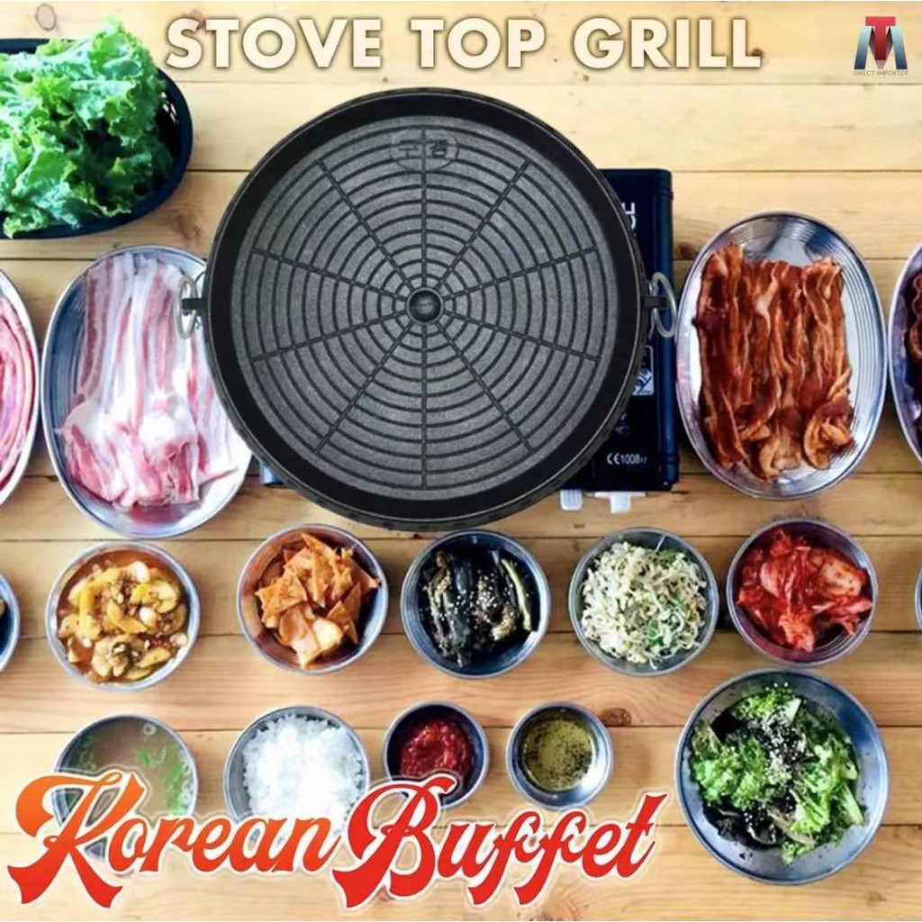 Korean BBQ Stove top Round Multi Rosters NonStick Coating Multi Roast Grill Pan (Round