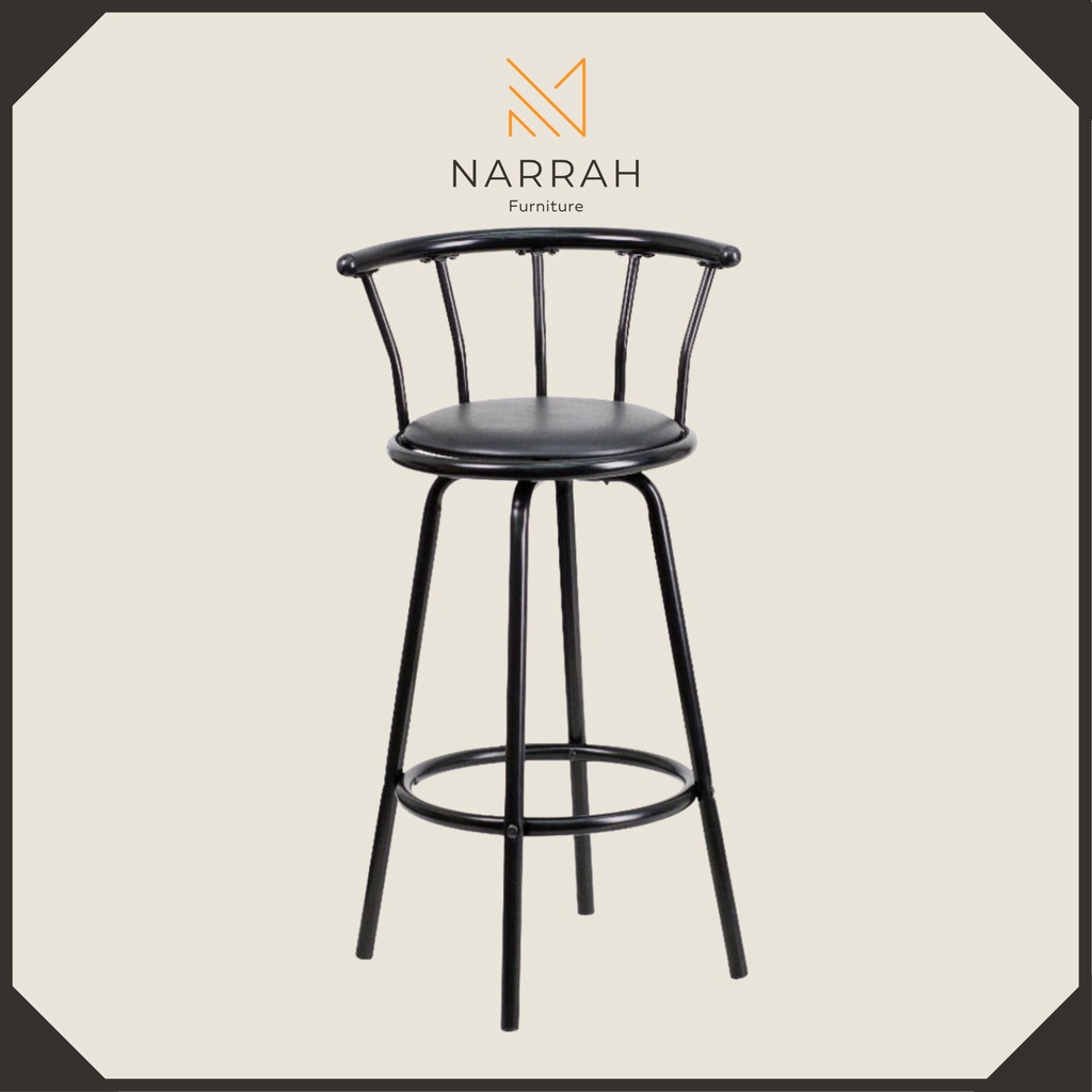Metal Bar Stool Chair Stool Black Rotating / Swivel (17 x 21 x 39H inches) Shopee Philippines