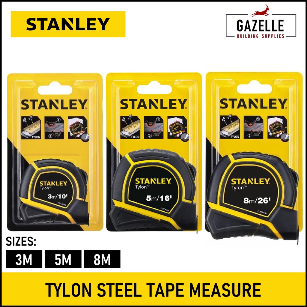 Stanley Tylon Steel Tape Measure Yellow Blade 3m / 5m / 8m 36193 /