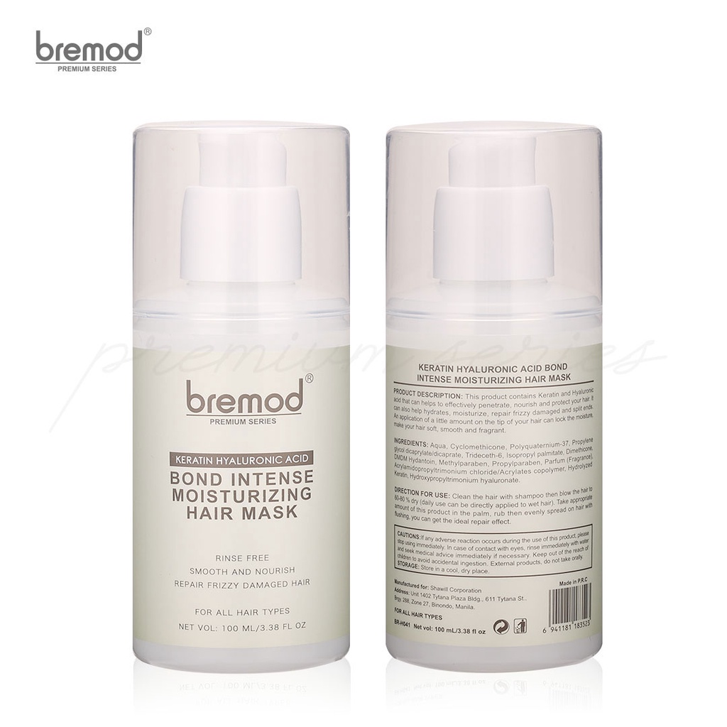Bremod Keratin Hair mask Hyaluronic ACID Bond Intense Moisture hair care Rinse Free 100ml BR