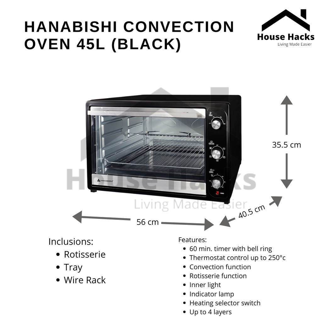 Hanabishi Electric Oven 45L (Black) Shopee Philippines