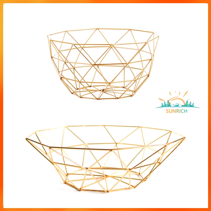 1Pc Nordic Storage Baskets Gold Metal Art Snacks Candy Fruit Basket Organizer Basket Fruit
