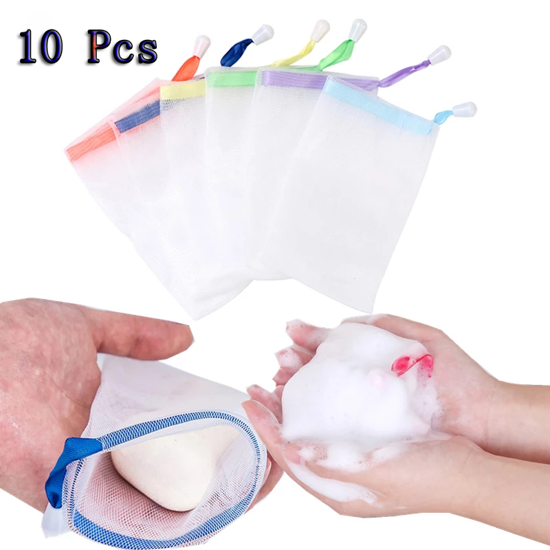10 Pack Nylon Soap Foaming Net Mesh Bags / Bathroom Hanging Handmade