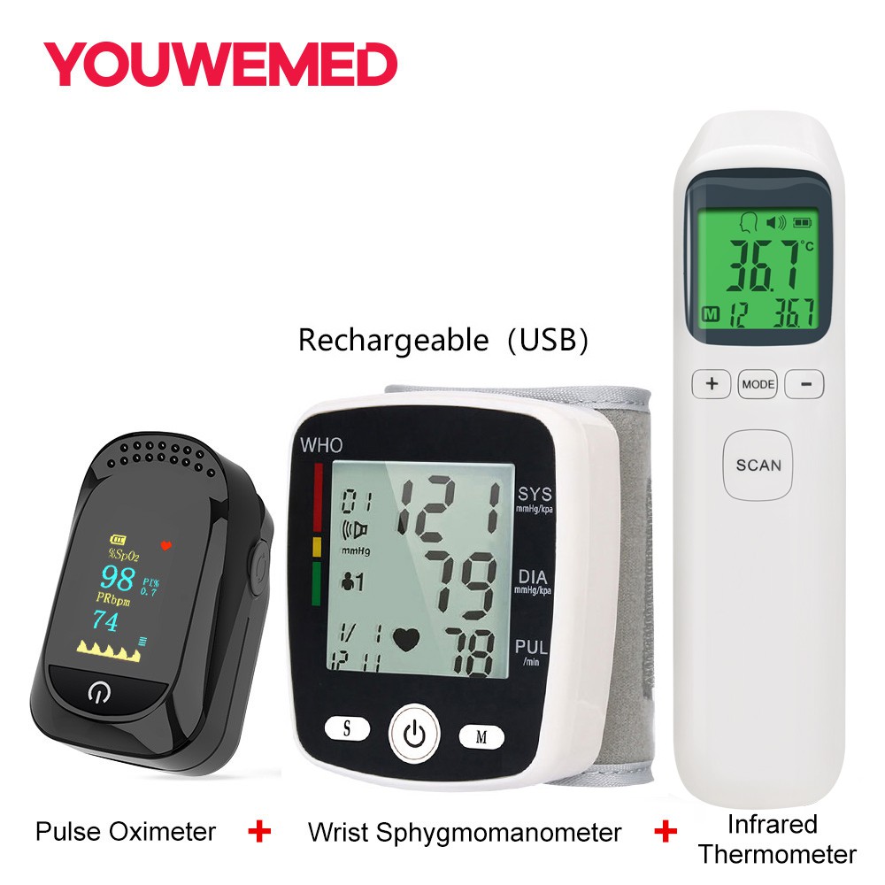 YOUWEMED Fingertip Pulse Oximeter With Wrist Blood Pressure Monitor