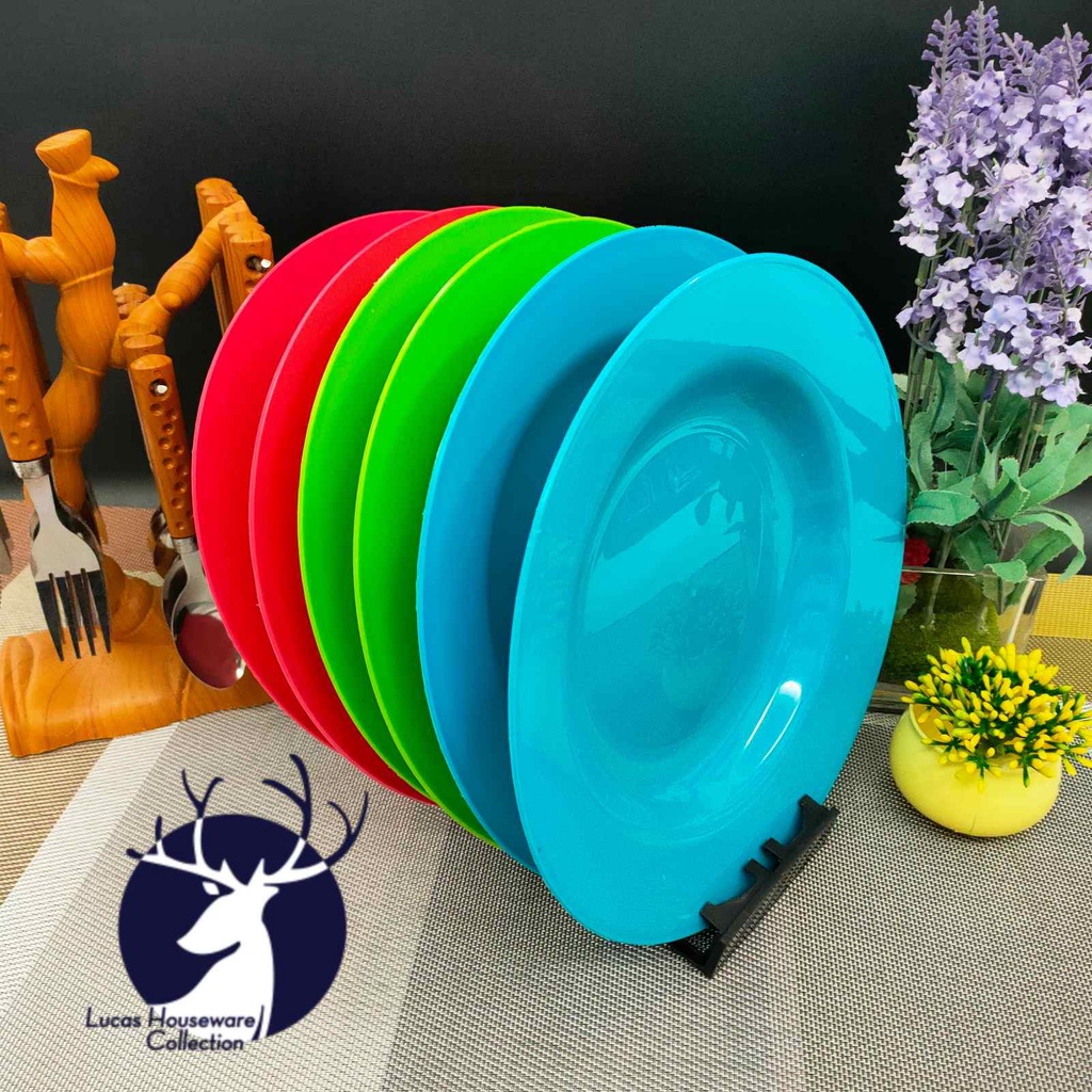 (6 in 1) 999'' PLASTIC ROUND PLATE / REUSABLE DINNER PLATE / SERVING