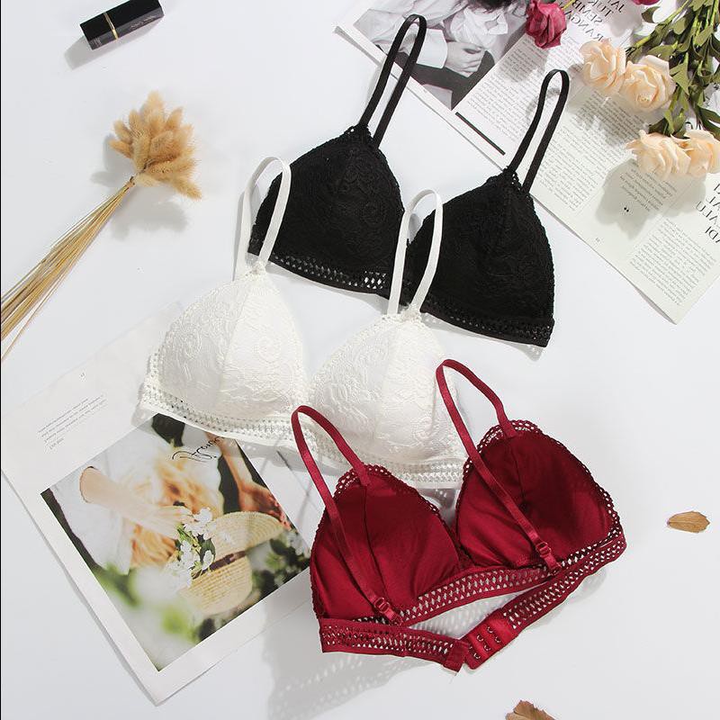 TT Korean Sexy Deep V Lace Brallete Hook Closure Bras Adjustable Strap
