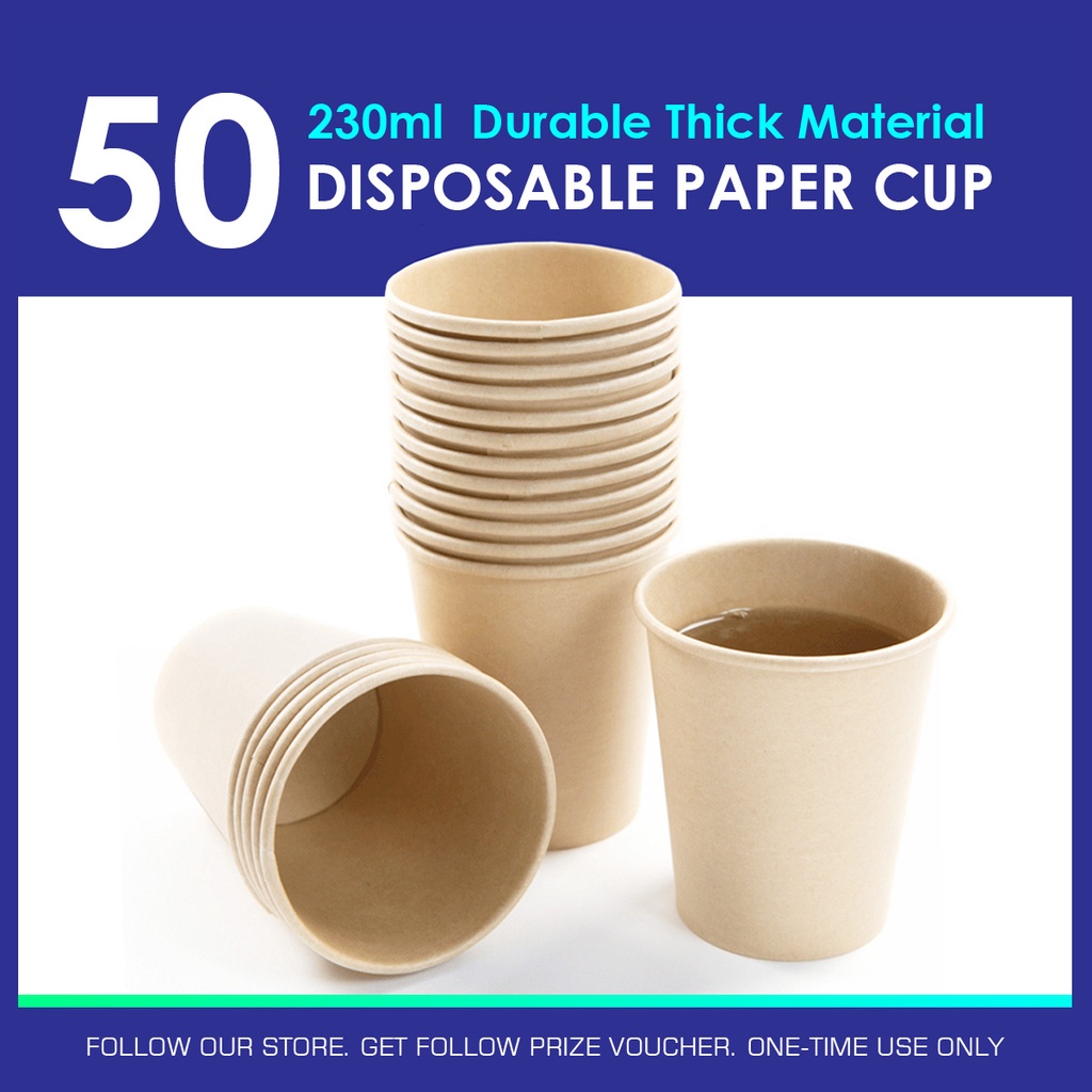 50pcs. Disposable Paper Cup 230ml Thick Material Eco friendly Party Cup
