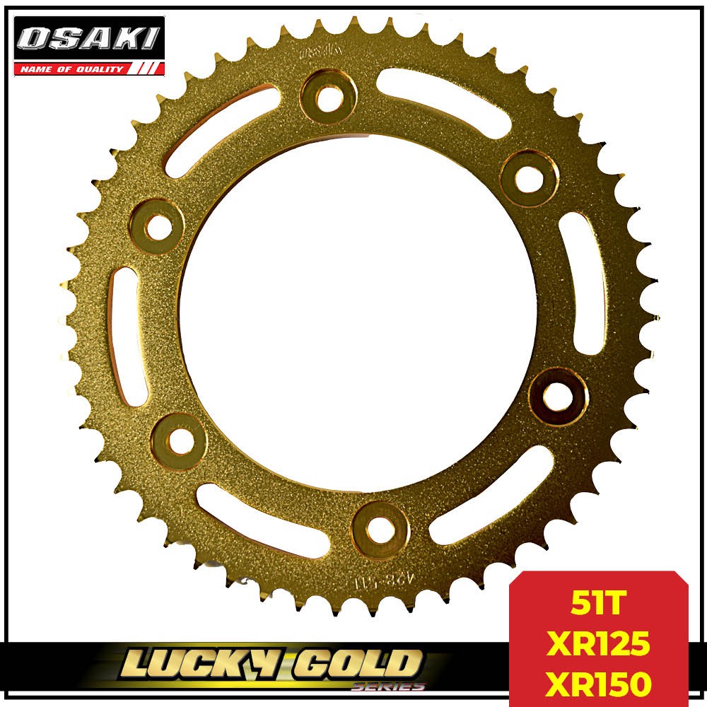 Osaki 51T520 Lucky Gold Rear Sprocket for XR125, XR150 (Made in