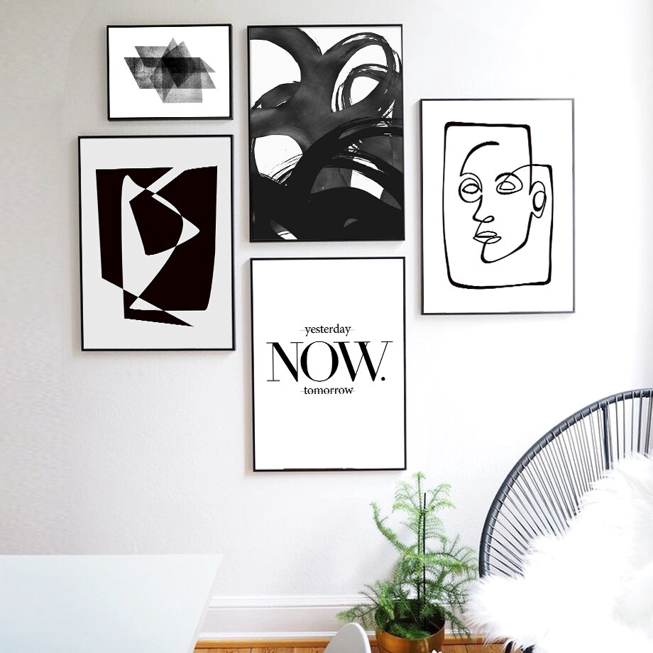 Abstract Geometry Line Face Eye Quotes Nordic Poster Vintage Wall Art