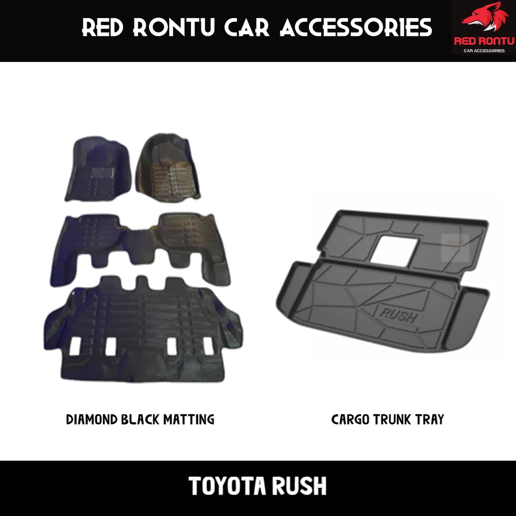 Toyota Rush Full Car Matting Set Diamond Deep Dish Matting with Cargo