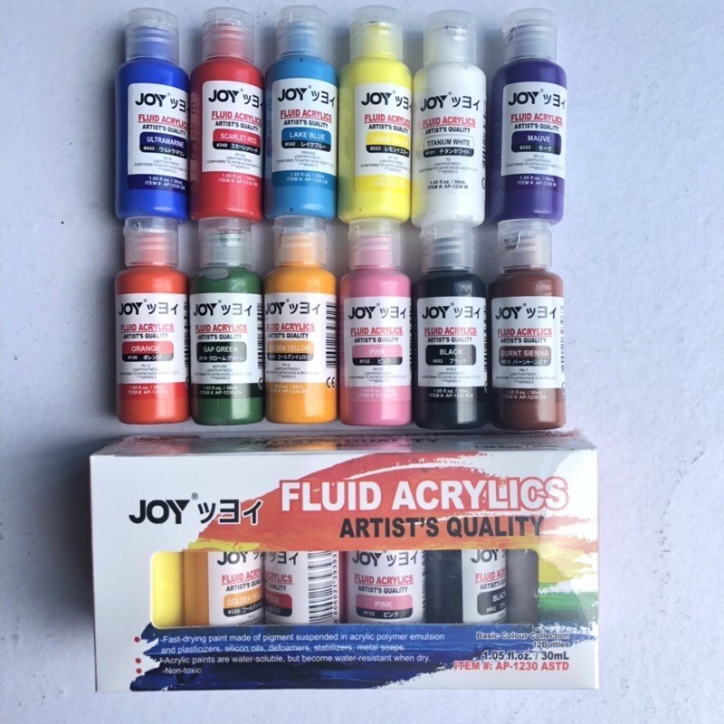 Acrylic Paint 30mL Artist Quality 12 Assorted Color Shopee Philippines