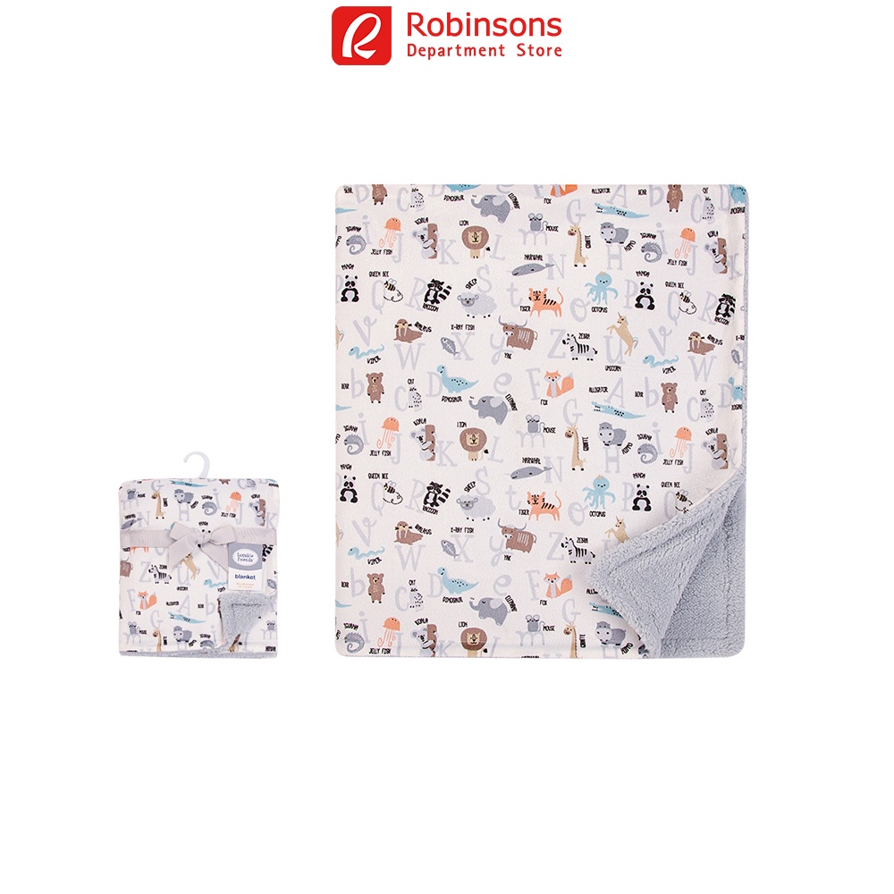 Luvable Friends Mink Blanket with Sherpa Backing Alphabet (Gray