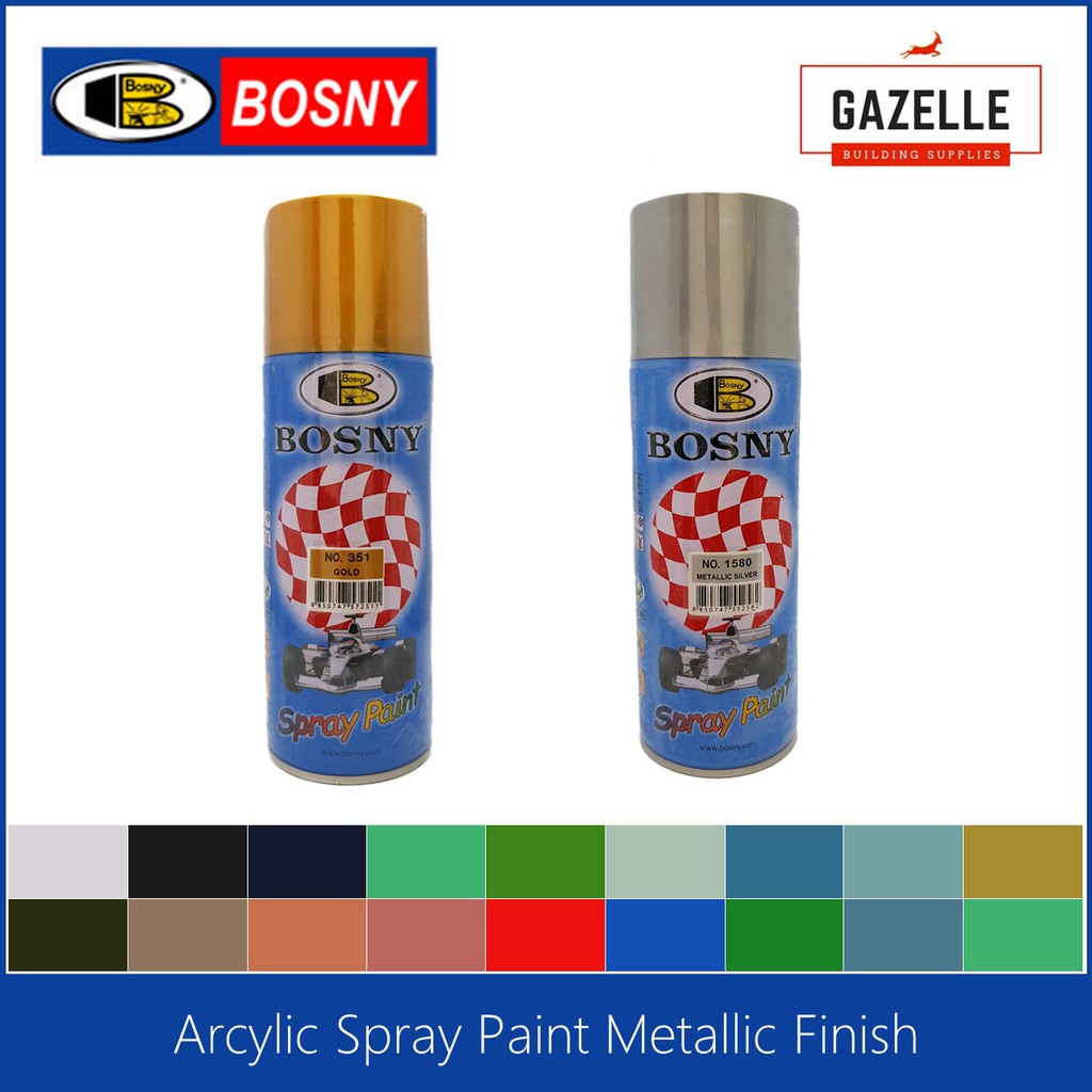 Bosny 100 Acrylic Spray Paint Metallic Finish Shopee Philippines