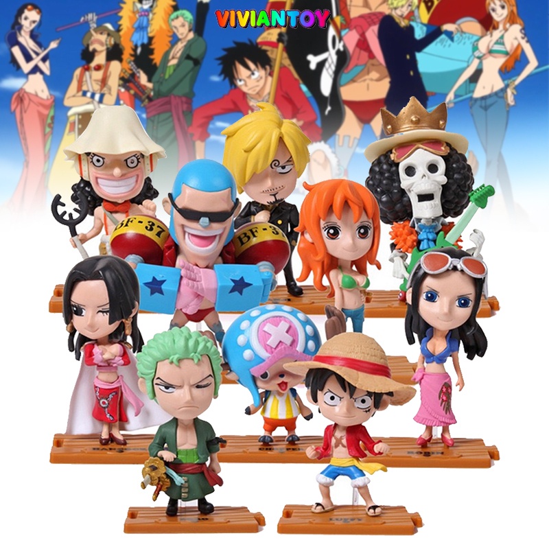 10pcs One Piece Figures Set Luffy Zoro Sanji Nami PVC Action Figure