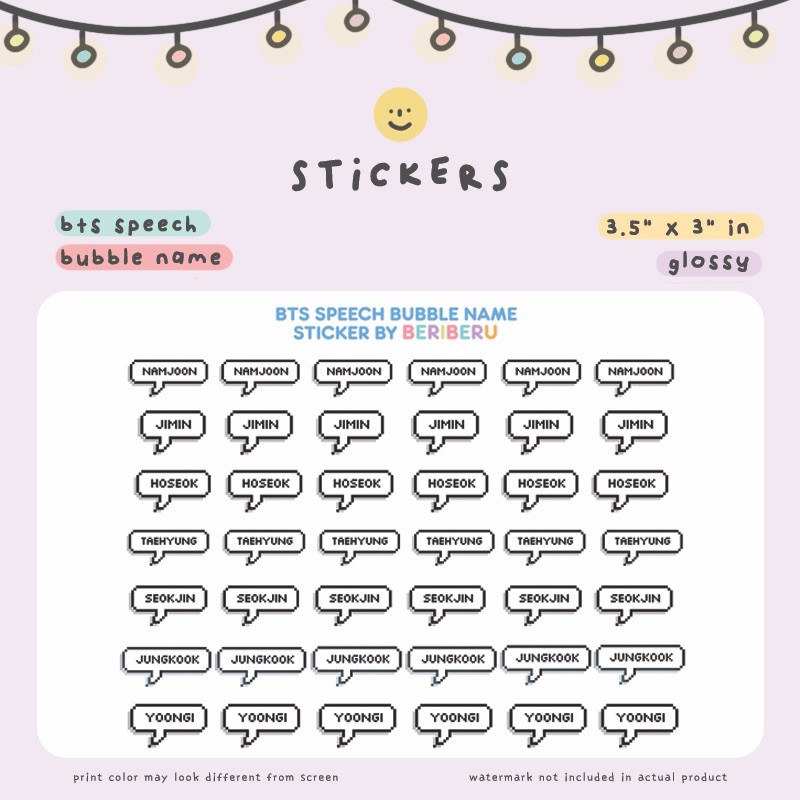 BTS Sticker Set pack Journaling kpop Paper Stickers, Labels & Tags