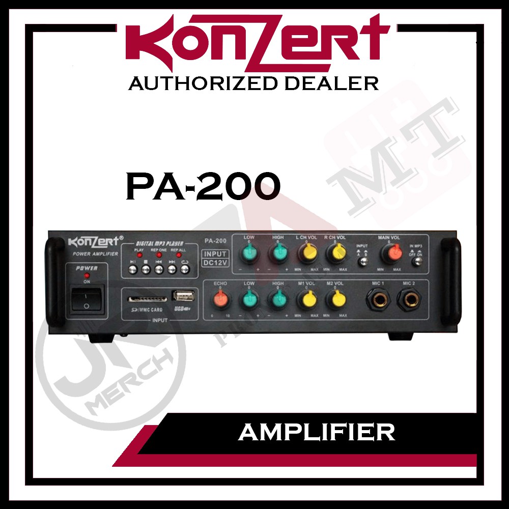 Konzert PA200 PA Power Amplifier 250 watts x 2 w/ USB/SD Shopee