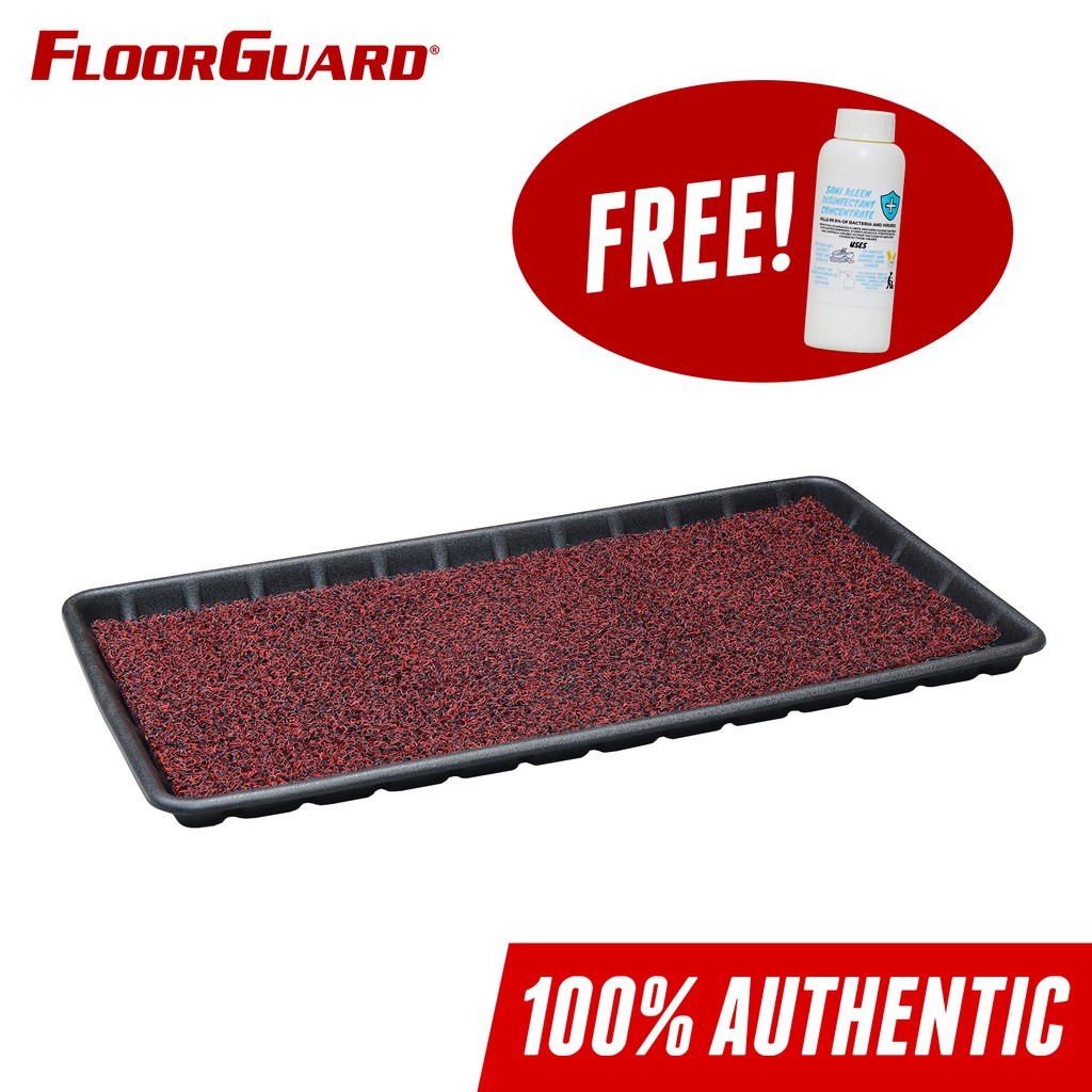 Disinfectant / Sanitizing Mat / Foot Bath, 2Tone Black/Red, Small (19.7'' x 35.4