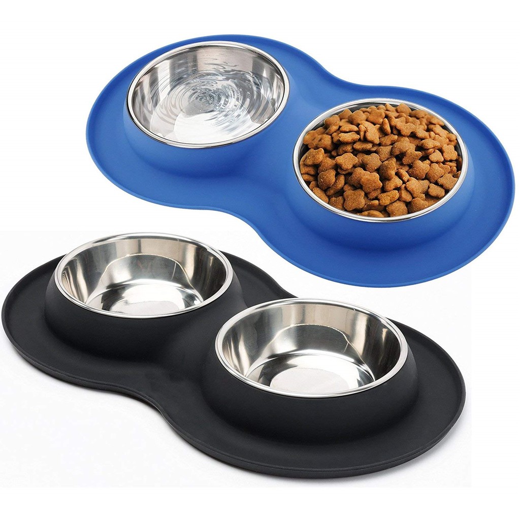 Pet Food Stainless Bowl with Non Skid Non Spill Tray Shopee Philippines