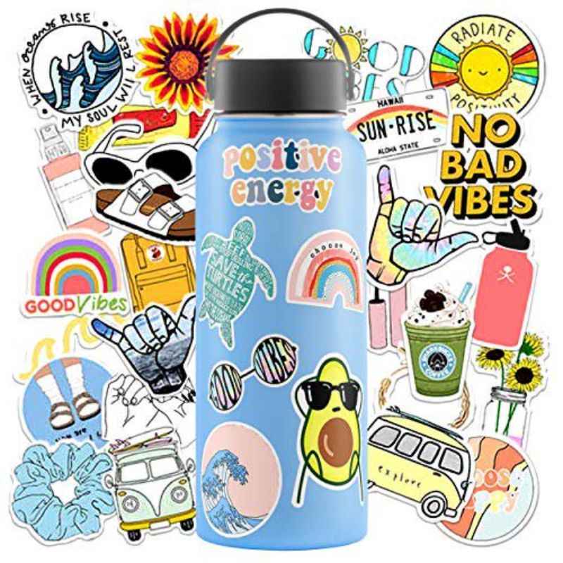 Laminated Waterproof Tumbler Aqua* Flask Steel bottle sticker Pack