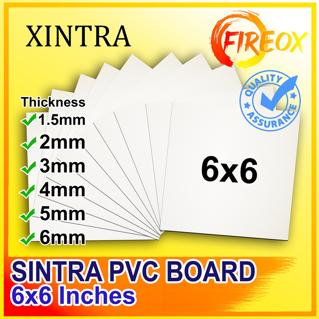 [10 PCS] SINTRA PVC BOARD Size 6x6 Inches Thickness 1.5mm, 2mm, 3mm