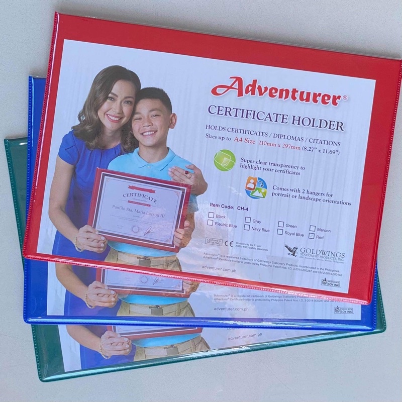 Adventurer Certificate Holder Letter, A4 and Long/Legal Size Shopee