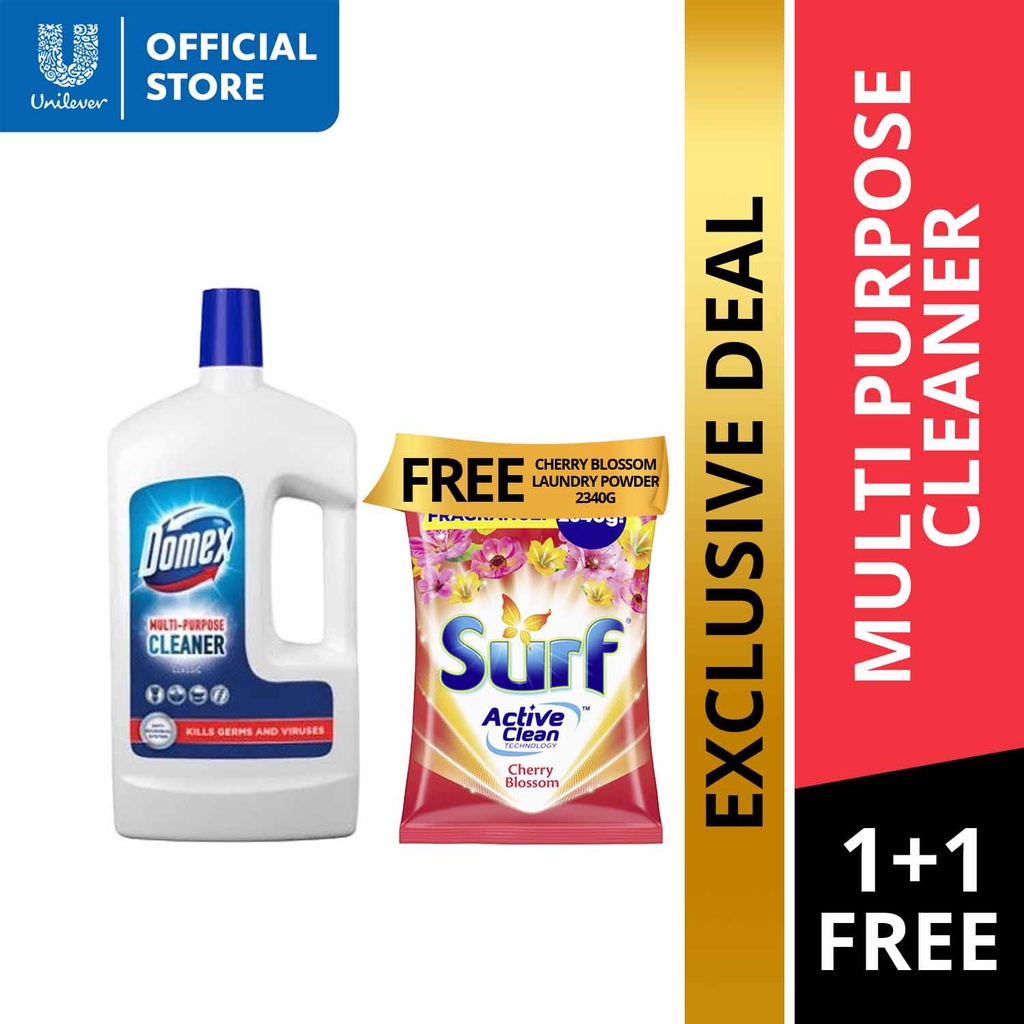 Domex MultiPurpose Cleaner Classic 1L Bottle + Surf Cherry Blossom