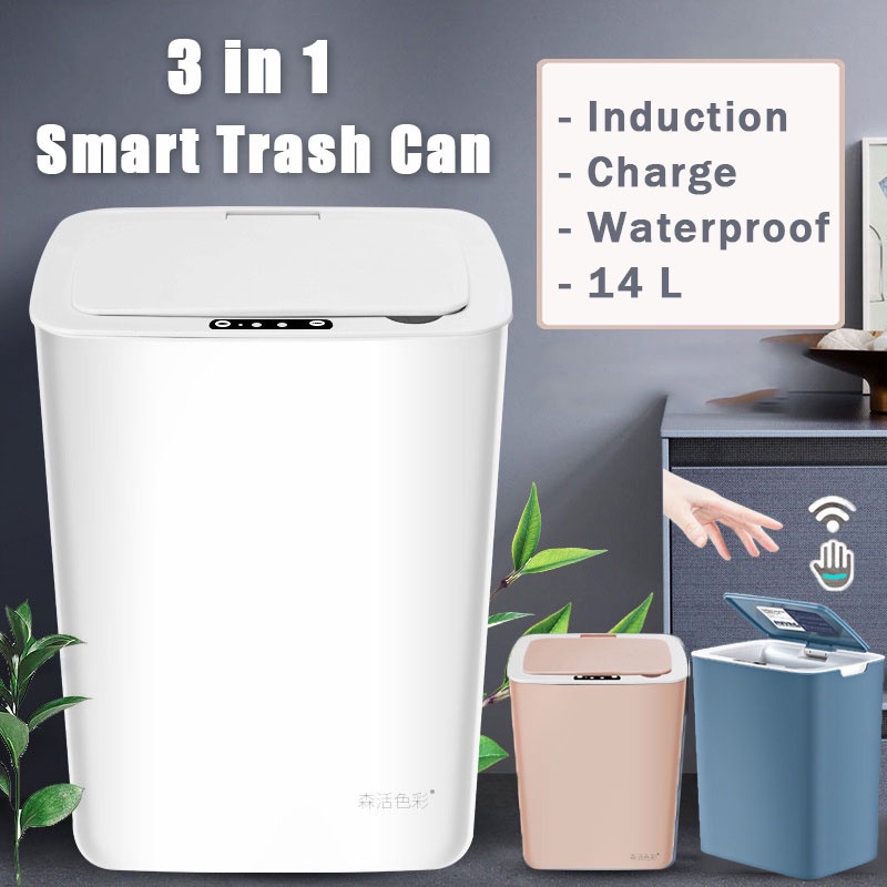 Smart Trash Can Wireless Sensor Automatic Trash Bin Nontouch Garbage