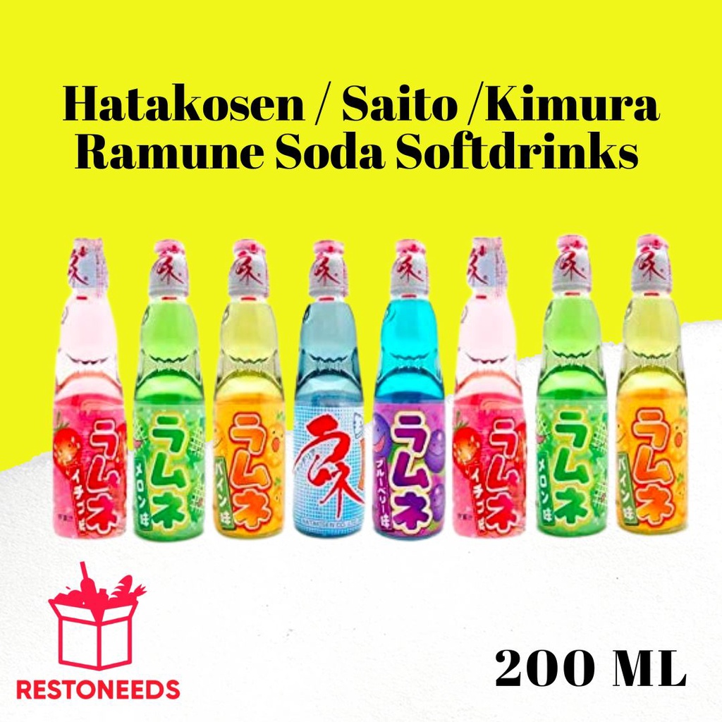 Hatakosen / Saito /Kimura Ramune Soda Softdrinks from Japan, 200 ml