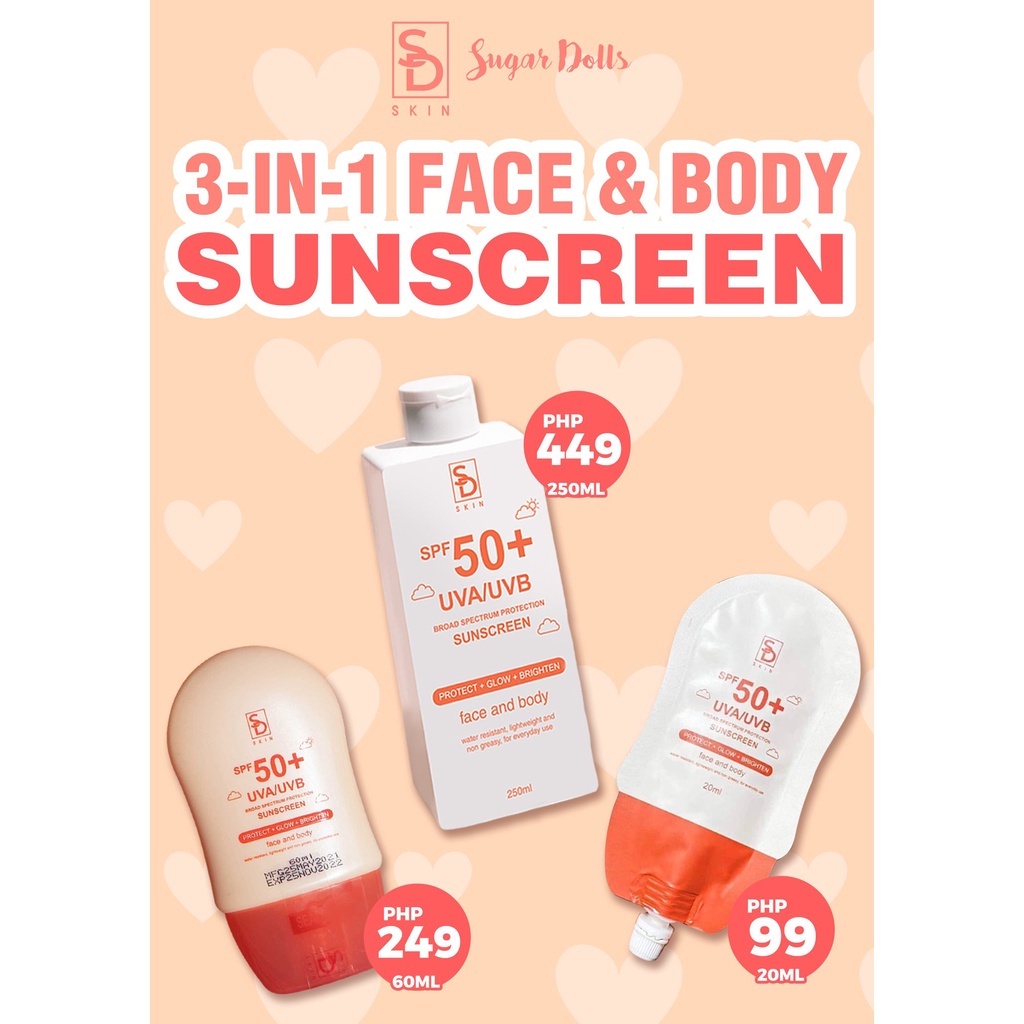ORIGINAL 3in1 Face & Body Sunscreen by Sugar Dolls Sugardolls 3in1 Face and body Sun screen