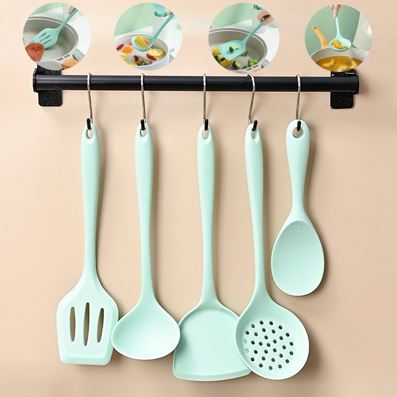 Ready Stock 5 PCS Silicone Cooking Utensils Set Nonstick Cooking Tool Kitchen Utensils Shopee