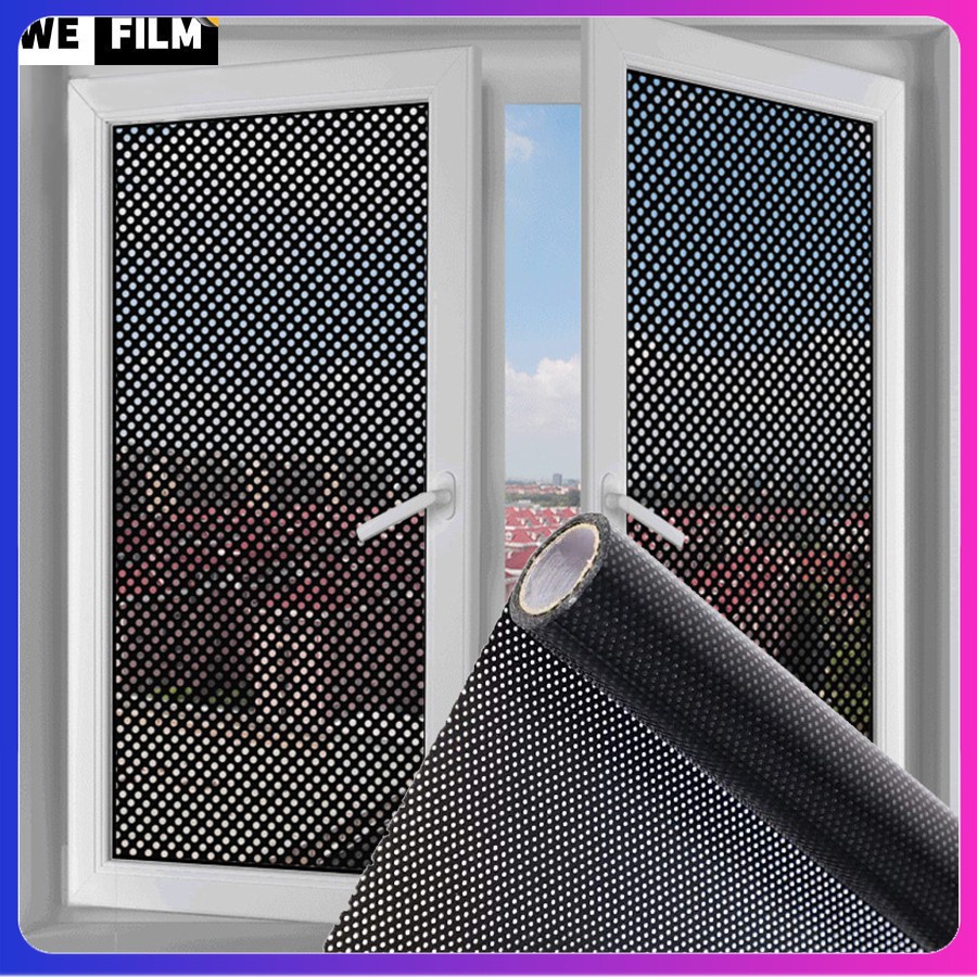 WEFILM Perforated Mesh Sunshade Window Film Electrostatic No Glue Black