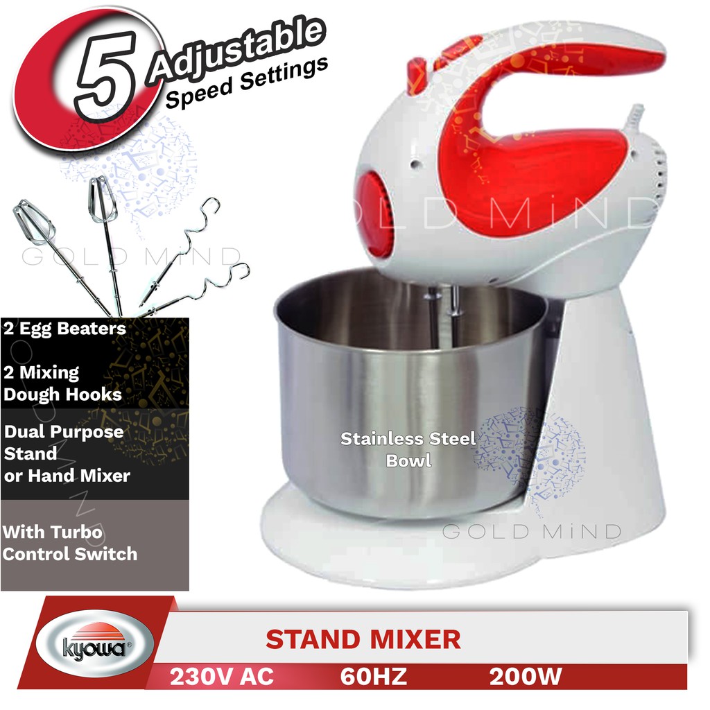 Kyowa Dual Stand or Hand Mixer with 1.5 Liters Stainless Steel Bowl