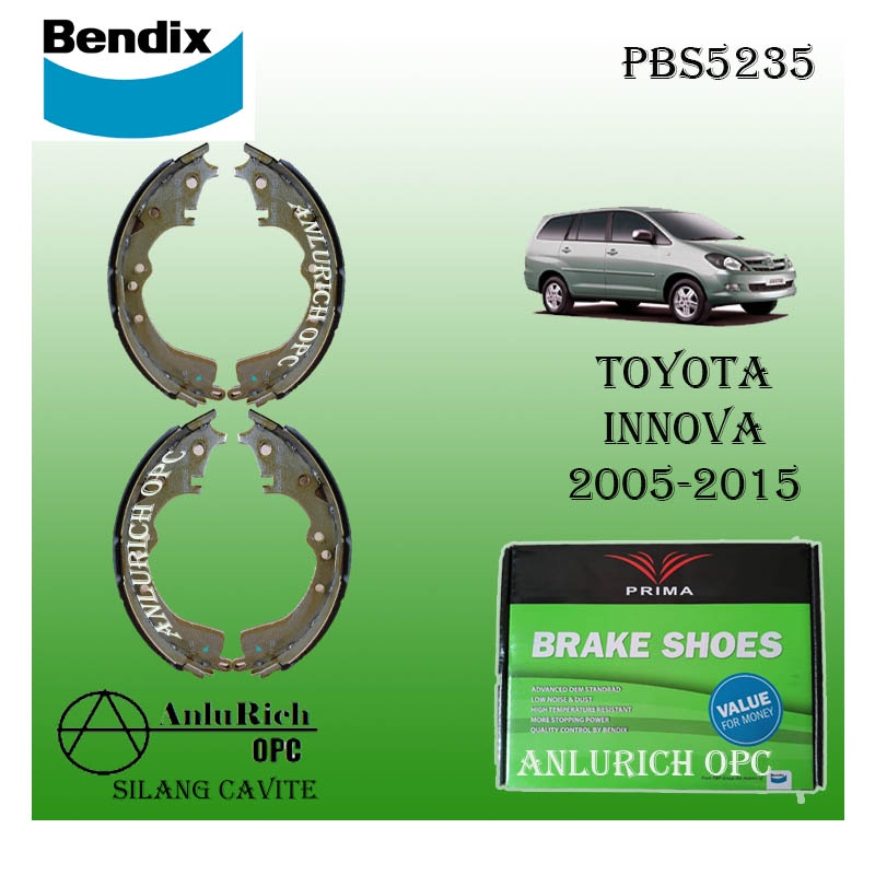 BRAKE SHOE FOR TOYOTA INNOVA 20052015 PRIMA BENDIX PART NO PBS5235