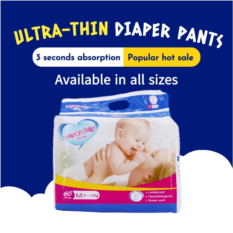60pcs M Baby diapers Breathable Ultra thin and dry Unisex Disposable