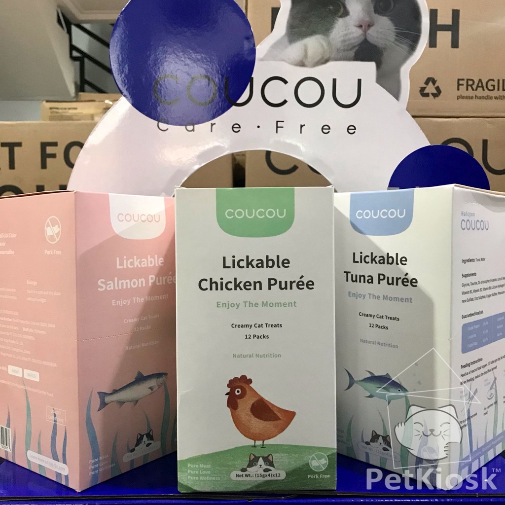 Coucou Premium Creamy Cat Treats Snack Box Contents 12 Packs x 4 pcs