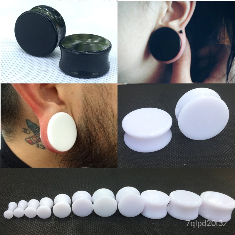 1Pairs Solid Acrylic Saddle Plugs and Tunnels Double Flare Lobe