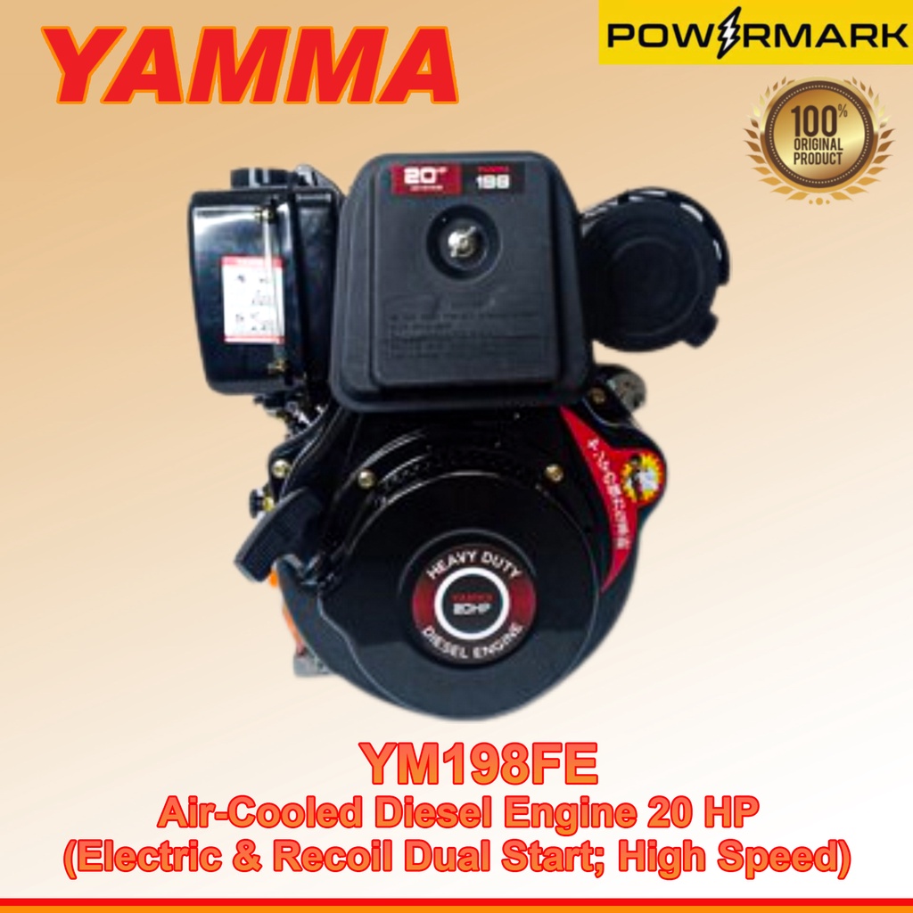 YAMMA YM198FE Air-Cooled Diesel Engine 20 HP (Electric & Recoil Dual