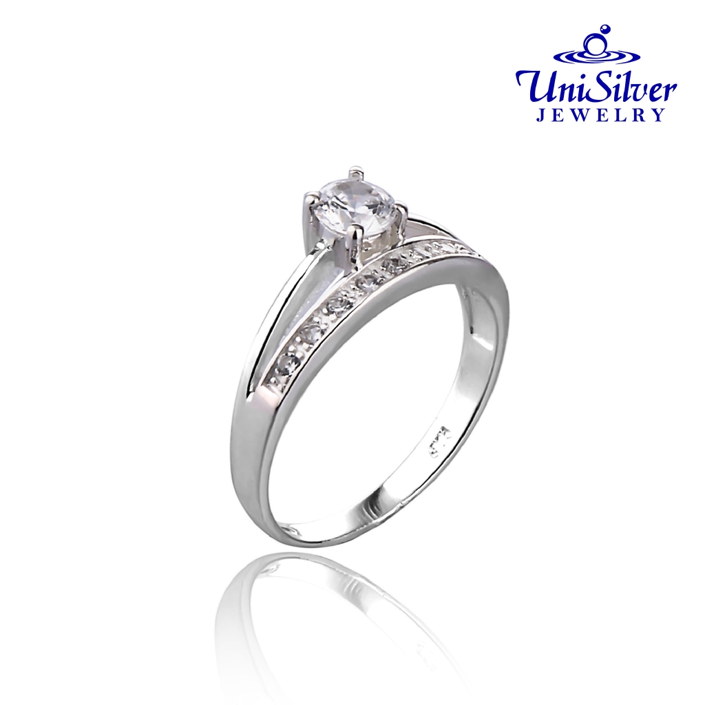 Unisilver 925 Split Round Center Stone Ladies Ring (RS2881001