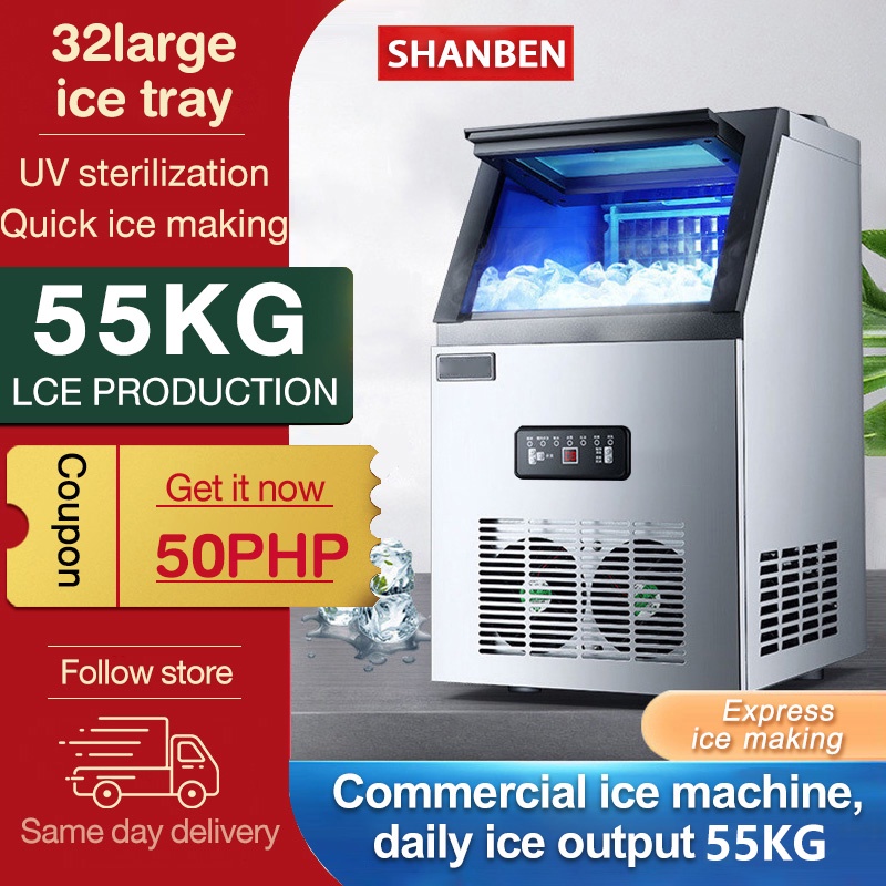 SHANBEN 220V 60HZ Philippines Motor Commercial 60KG Smart Ice Maker 8
