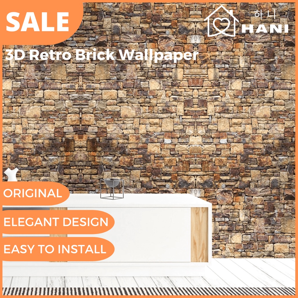 ORIGINAL 3D Wall Sticker Retro Brick Pattern Wallpaper for Living Room