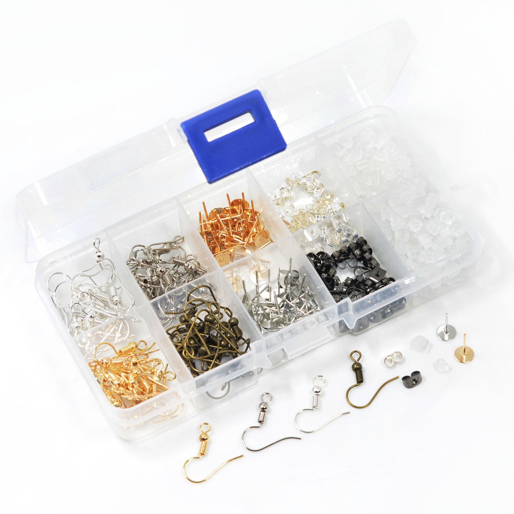 440 Pieces Earring Making Supplies Kit with 2 Colors Earring Hooks, 3